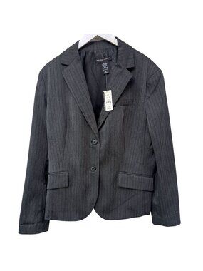 New York & Company Blazer Womens Size 18 Gray Stripe Career Jacket NWT